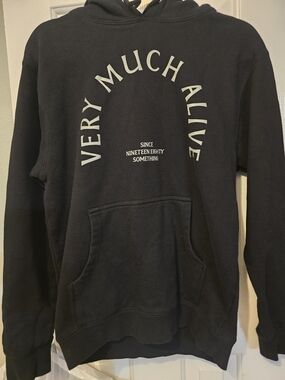 Very Much Alive Black Graphic Hoodie